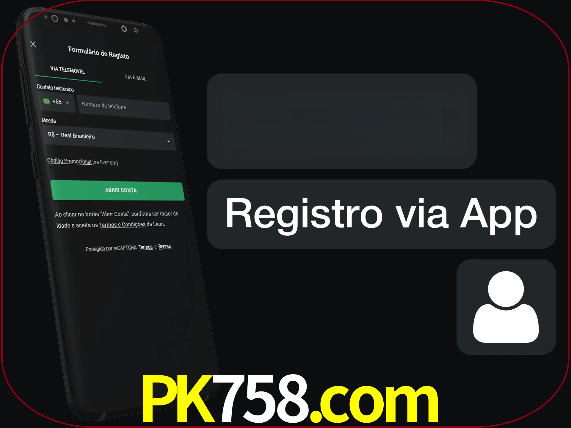 Registre-se com duas etapas usando o aplicativo.